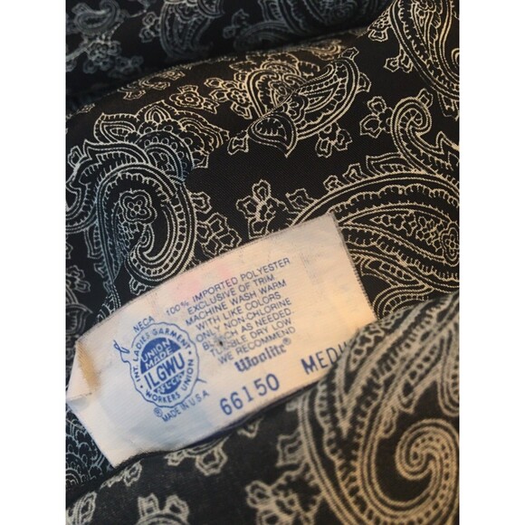 Lily of France Black White Paisley Baby Doll Nightie M Ruffle Made in USA VTG - Picture 7 of 10